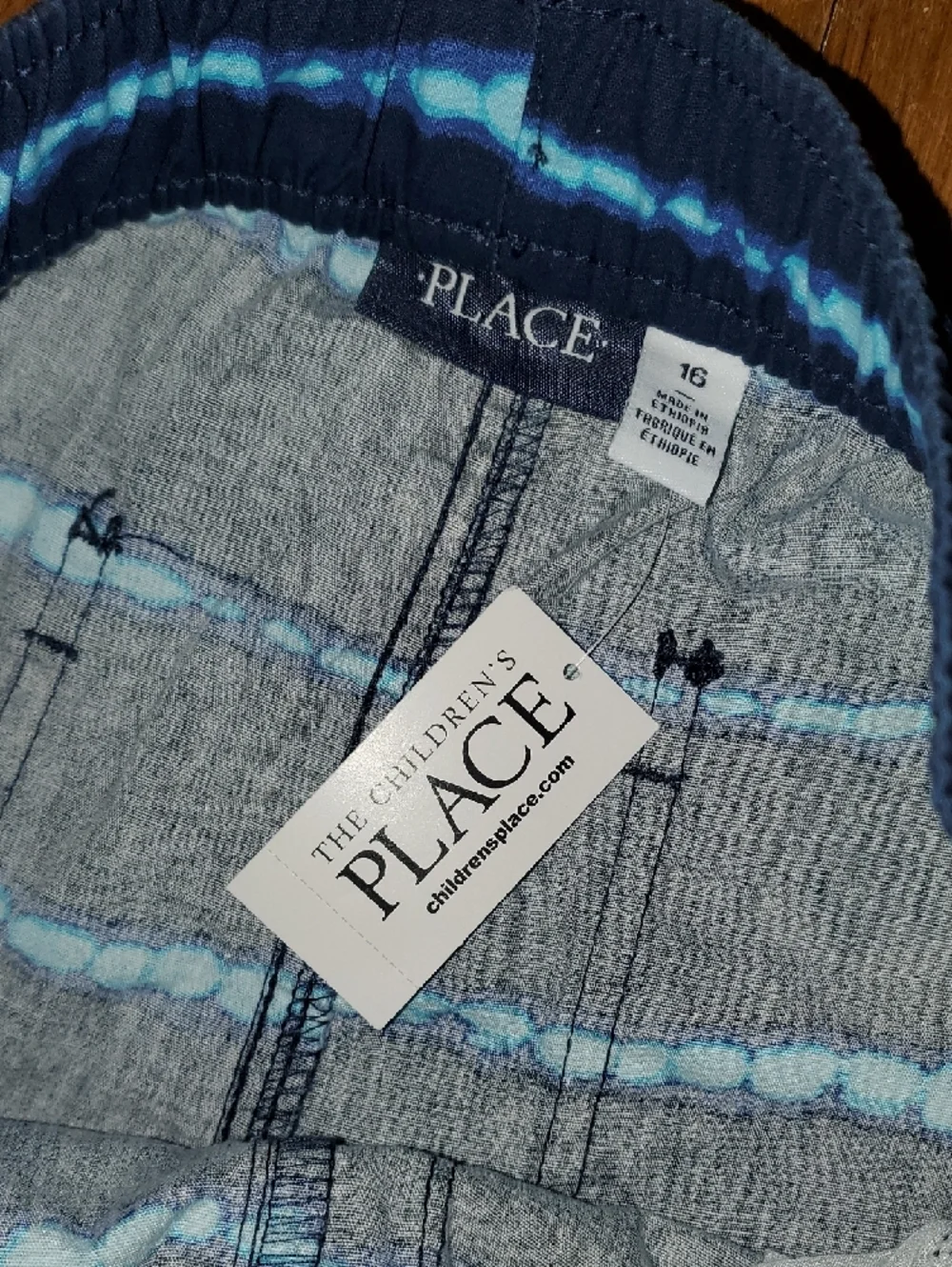 The Children's Place Navy Blue and Light Blue Striped Boys Shorts